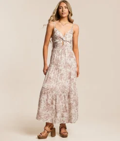 As U Wish Floral Midi Dress Mauve White Sale