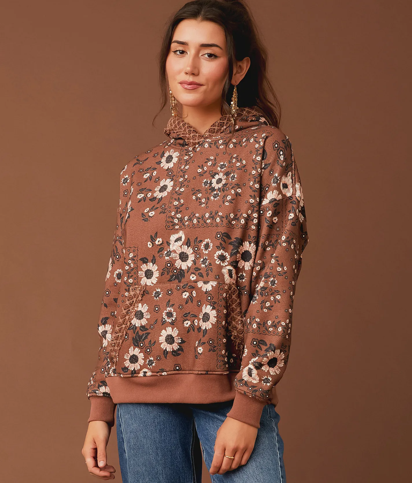 Tops | Gimmicks Floral Oversized Sweatshirt Brown Multi