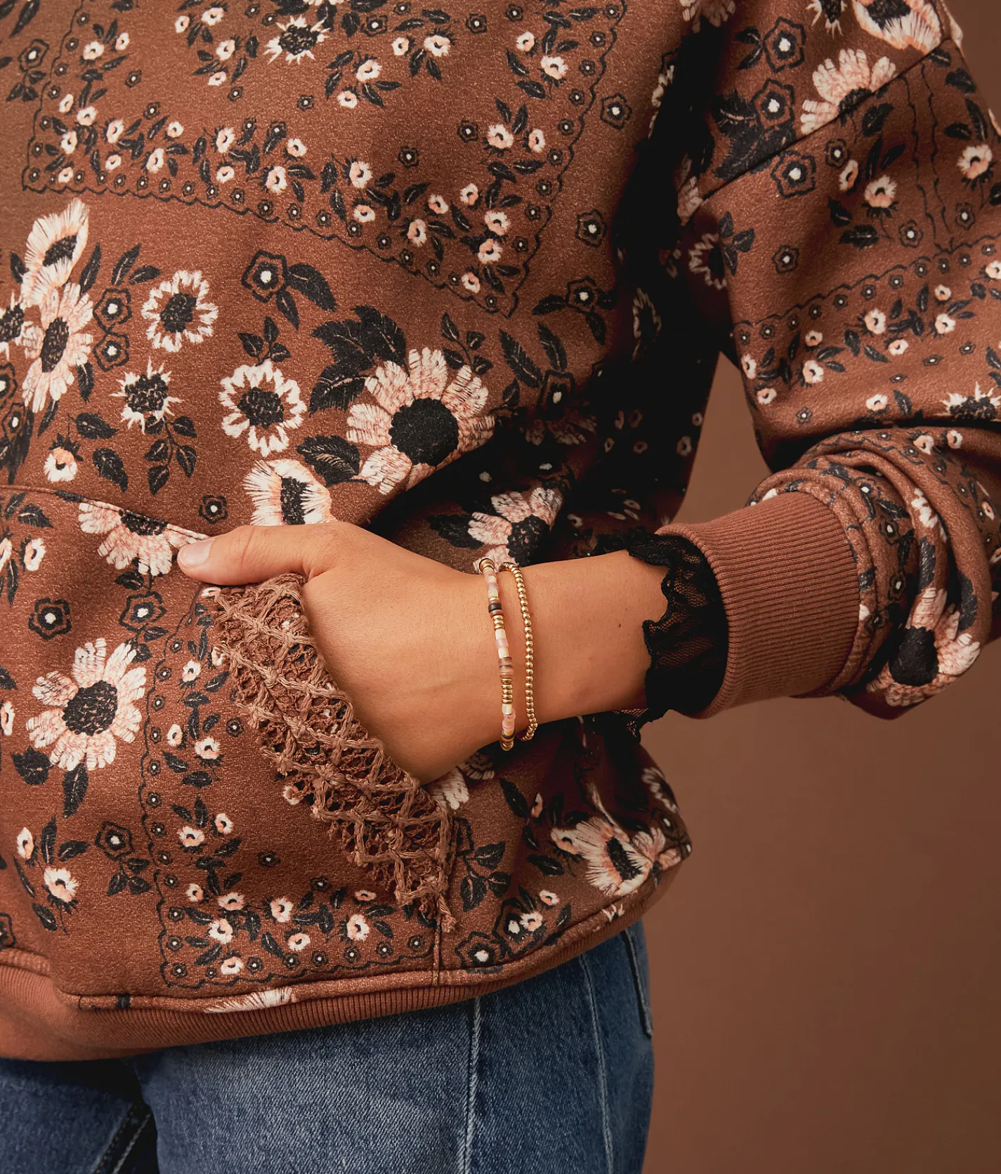 Tops | Gimmicks Floral Oversized Sweatshirt Brown Multi