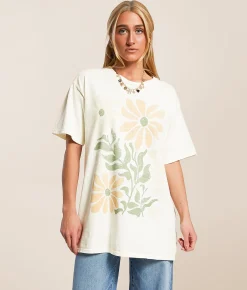 Modish Rebel Floral Oversized T-Shirt Marshmallow New