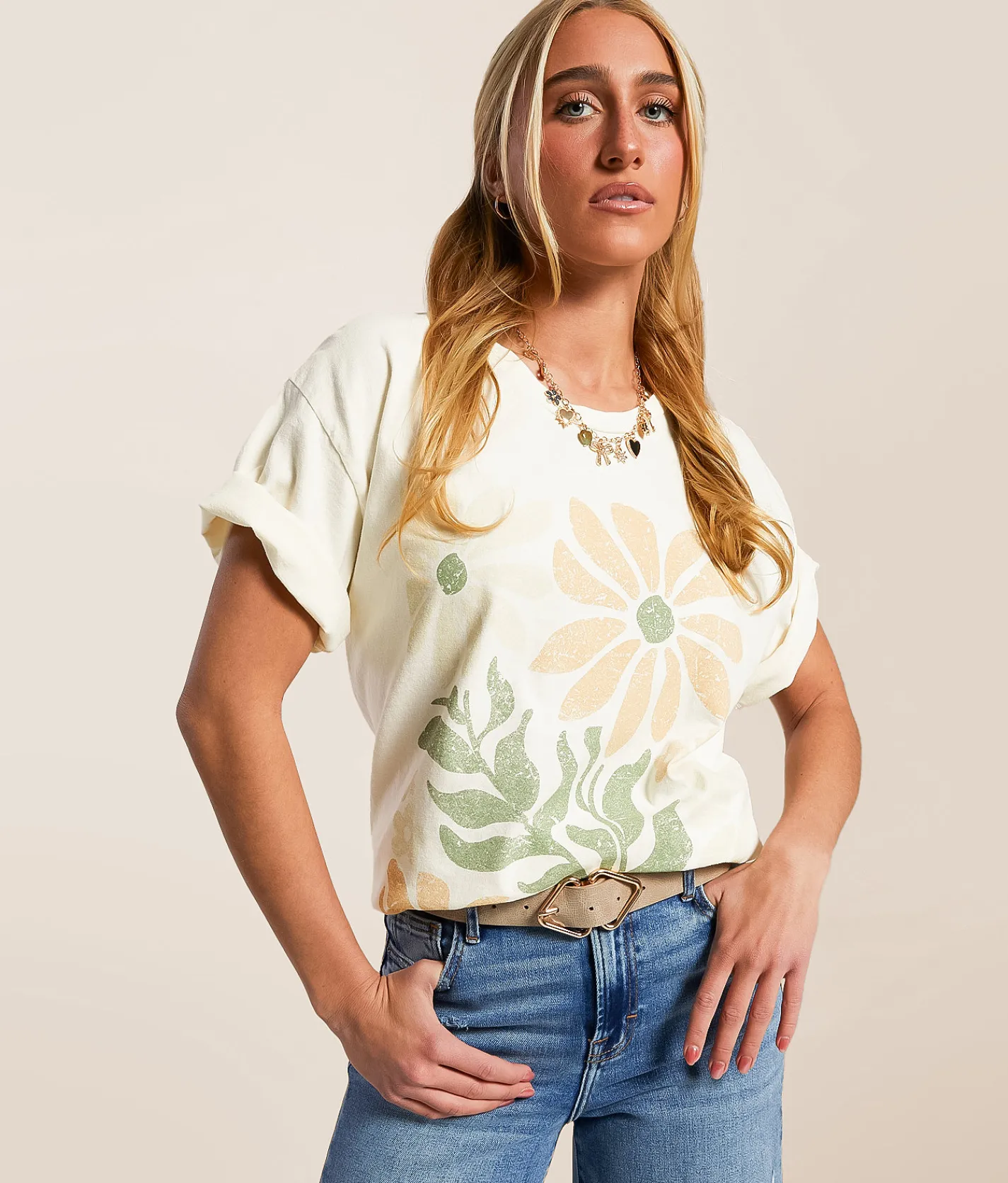 Modish Rebel Floral Oversized T-Shirt Marshmallow New