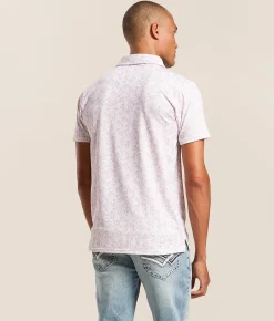 J.B. Holt Floral Performance Polo White Pink Floral
