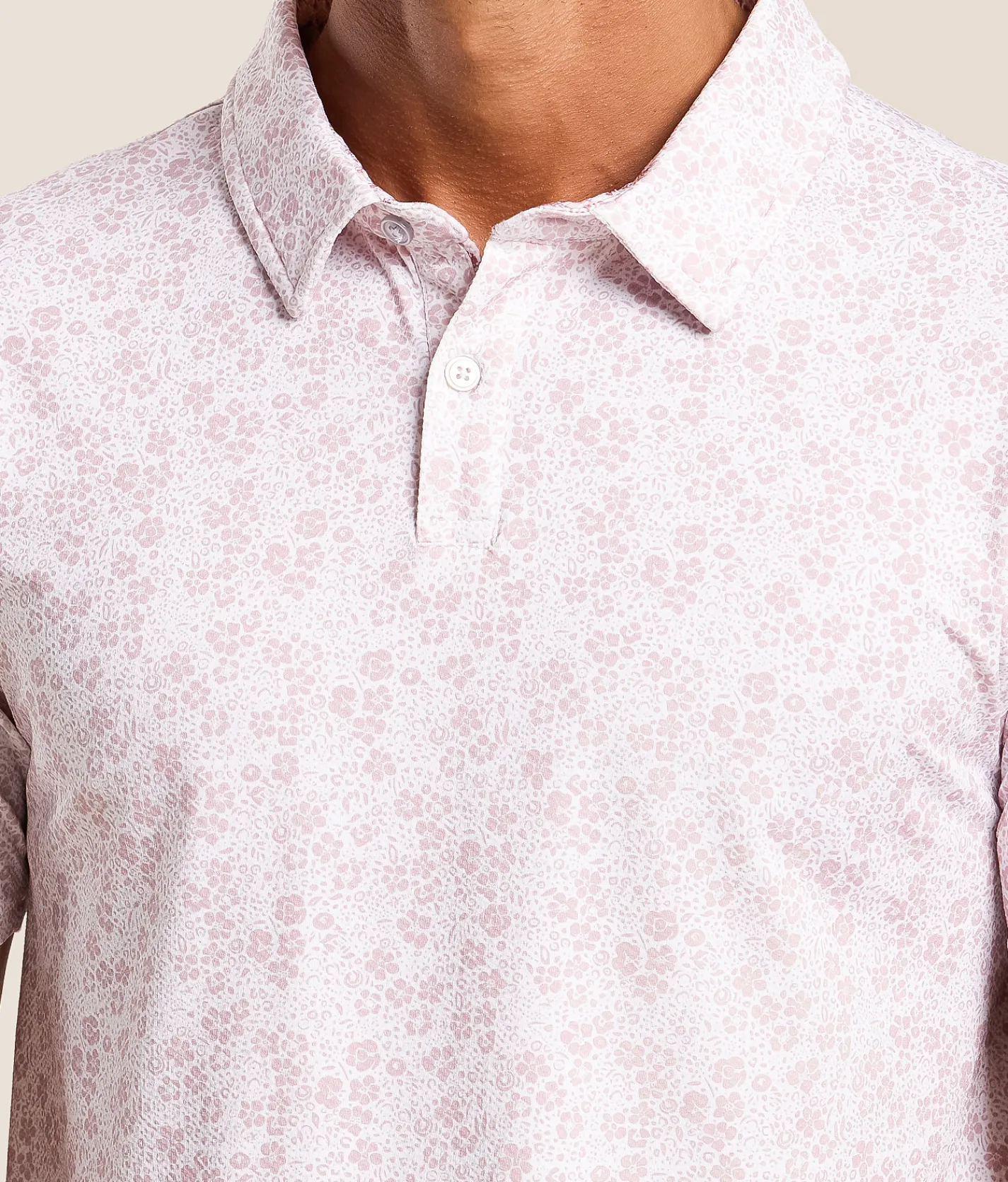 J.B. Holt Floral Performance Polo White Pink Floral