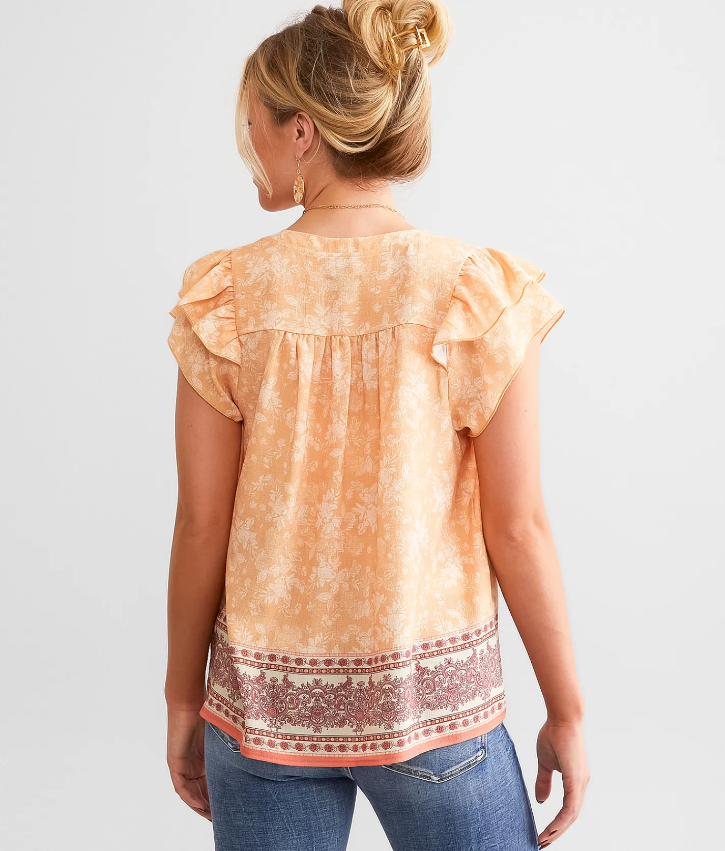 Tops | Daytrip Floral Print Flutter Sleeve Top Multi
