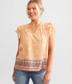 Tops | Daytrip Floral Print Flutter Sleeve Top Multi