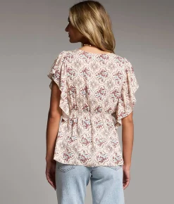 Tops | BKE Floral Ruffle Top Cream Multi