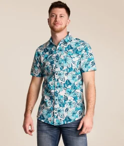Departwest Floral Seersucker Standard Performance Shirt White Blue Sale