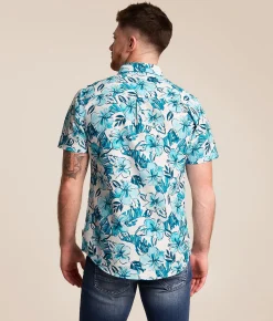 Departwest Floral Seersucker Standard Performance Shirt White Blue Sale