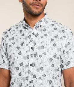 Tops | J.B. Holt Floral Standard Performance Stretch Shirt White Grey
