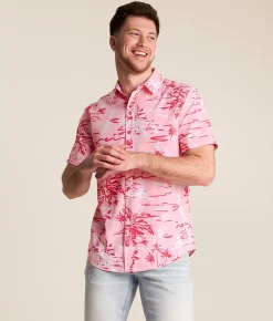 Tops | Departwest Floral Standard Performance Stretch Shirt Pink White