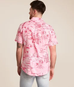 Tops | Departwest Floral Standard Performance Stretch Shirt Pink White