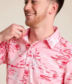 Tops | Departwest Floral Standard Performance Stretch Shirt Pink White
