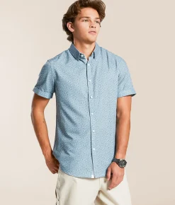 J.B. Holt Floral Standard Performance Stretch Shirt Blue