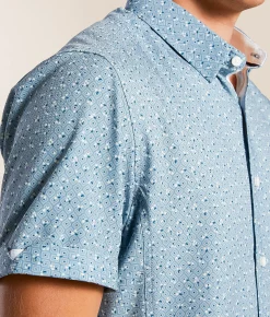 J.B. Holt Floral Standard Performance Stretch Shirt Blue