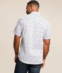 Tops | J.B. Holt Floral Standard Stretch Shirt White Navy