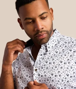 Tops | J.B. Holt Floral Standard Stretch Shirt White Navy