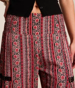 Angie Floral Striped Beach Pant Black Red