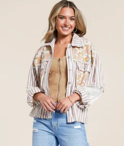 Tops | POL Floral Striped Shirt Striped Choco Multi