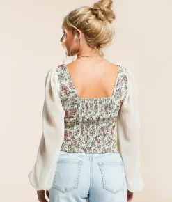 Willow & Root Floral Tapestry Cropped Top Pink Blue Multi Sale