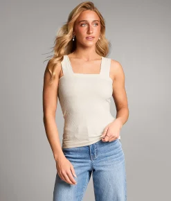 BKE Floral Textured Tank Top White Online