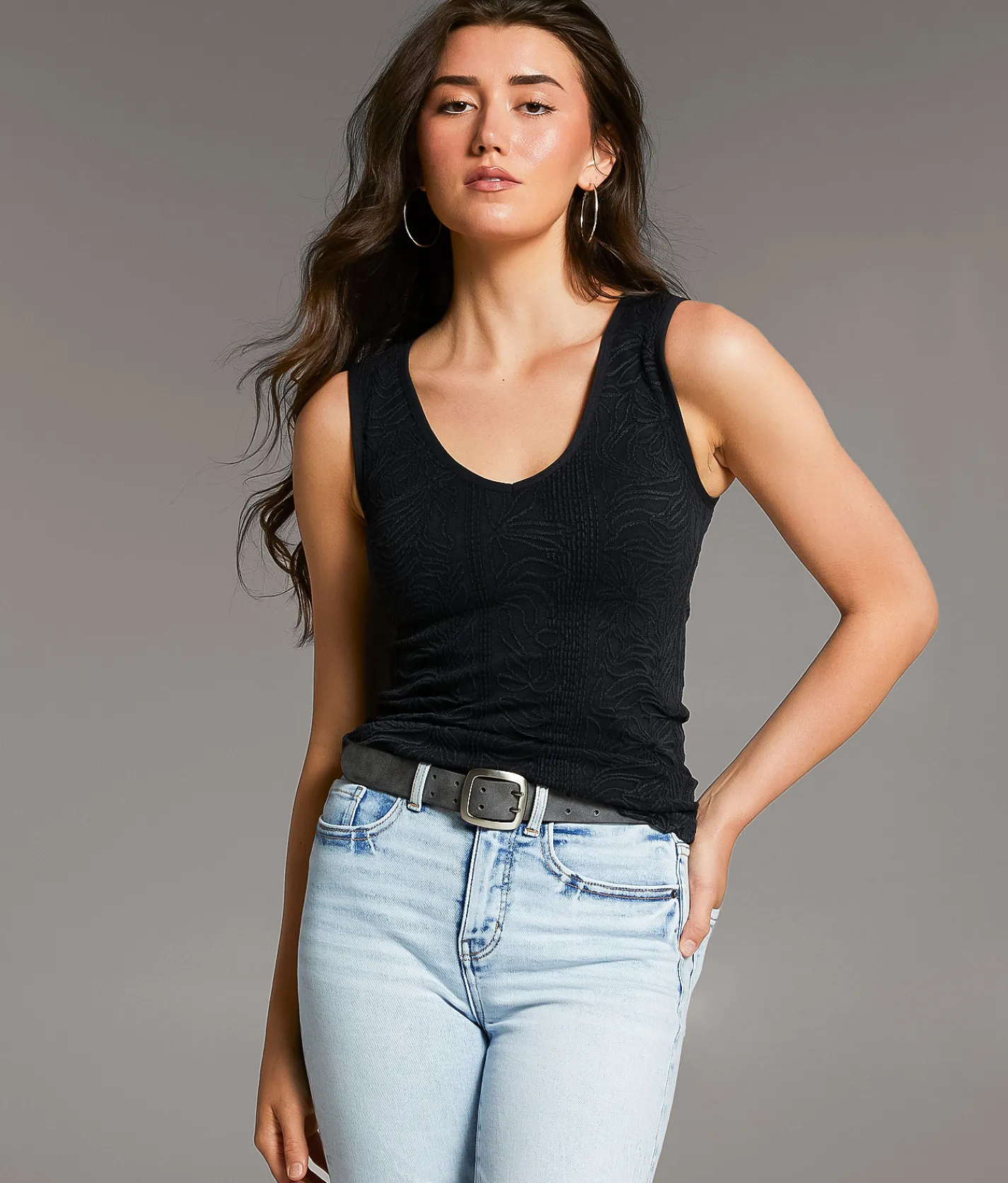 Tops | BKE core Floral Textured Tank Top Twilight Mauve