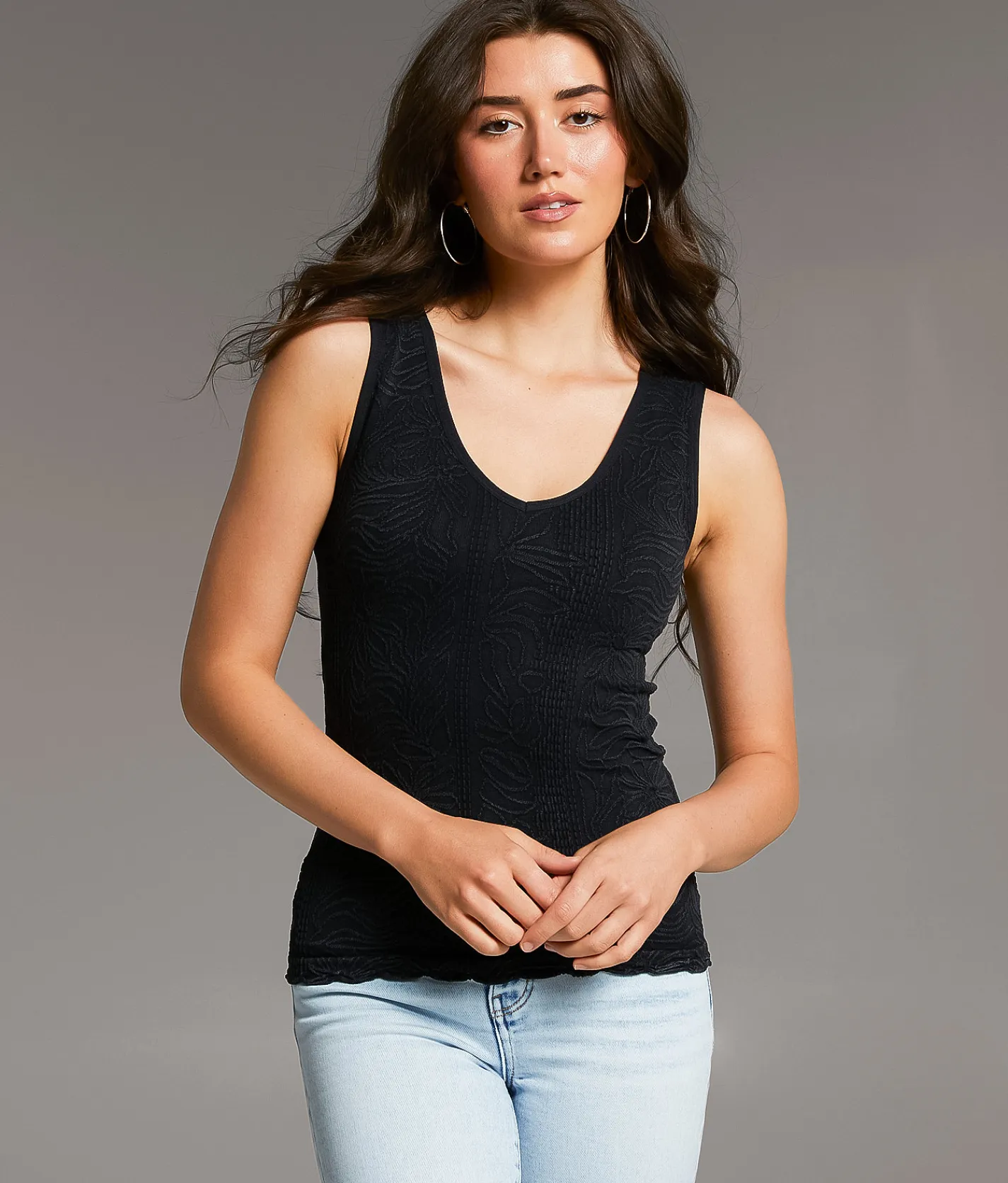 Tops | BKE core Floral Textured Tank Top Twilight Mauve