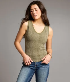 Tops | BKE core Floral Textured Tank Top Aloe