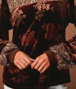 Tops | Sterling & Stitch Floral Velvet Top Rum Raisin