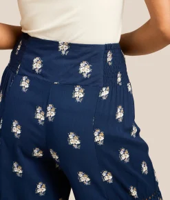Bottoms | Angie Floral Wide Leg Beach Pant Navy