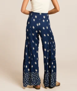 Bottoms | Angie Floral Wide Leg Beach Pant Navy