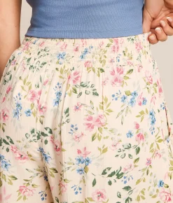 Angie Floral Wide Leg Beach Pant Sand Discount