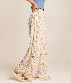 Angie Floral Wide Leg Beach Pant Sand Discount