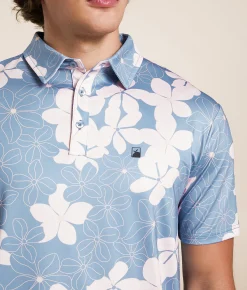 Tops | Flomotion Flora Performance Polo Steel Blue