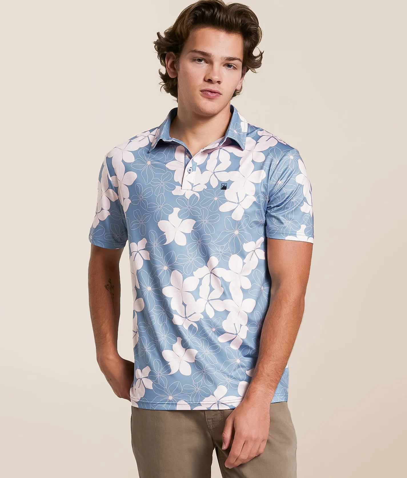 Tops | Flomotion Flora Performance Polo Steel Blue
