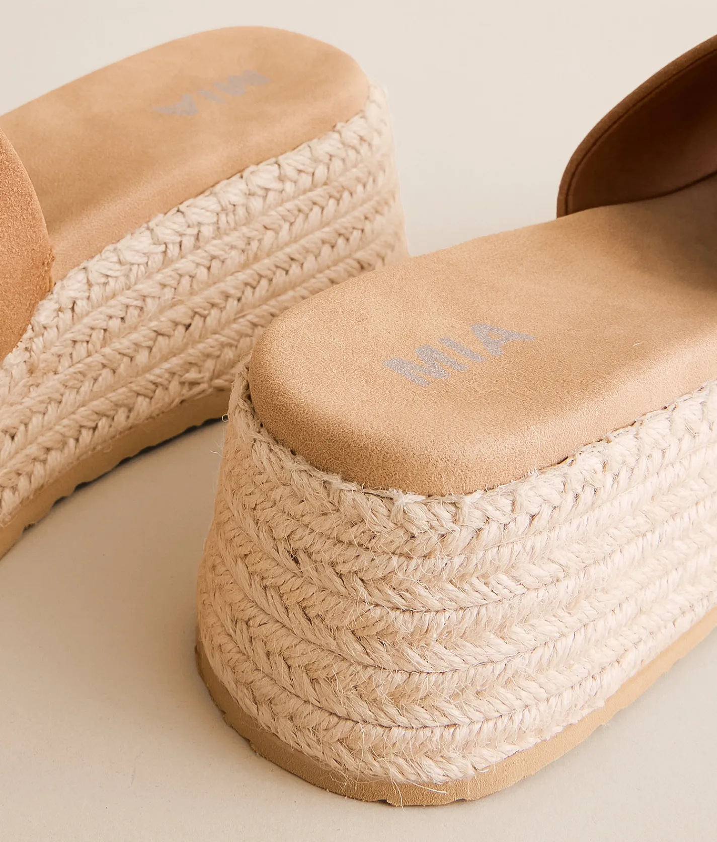 Mia Florennce Platform Wedge Sandal Tan Amber Suede