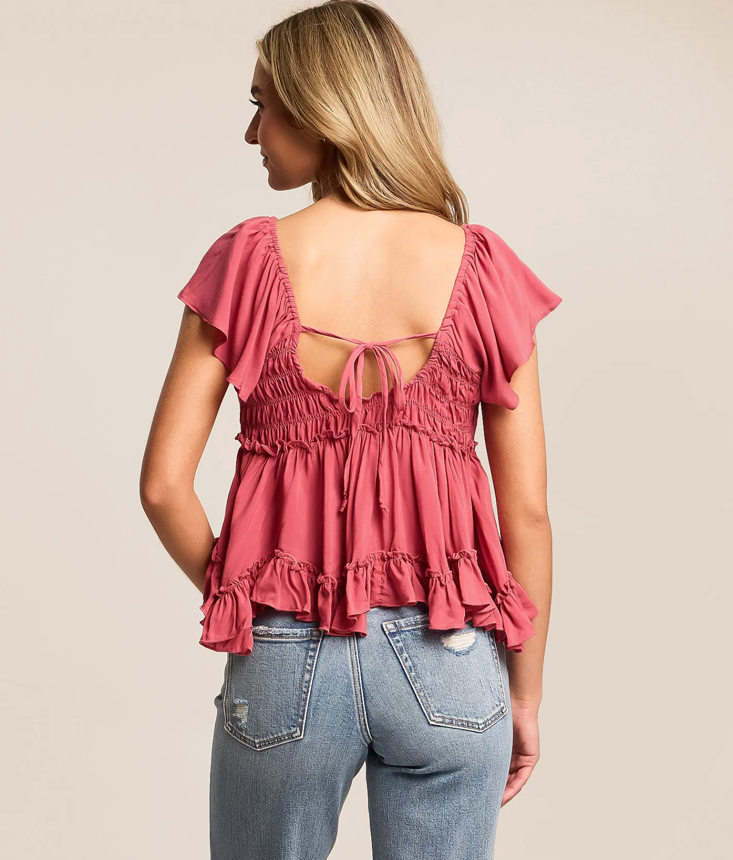 Tops | Willow & Root Flutter Peplum Top Baroque Rose