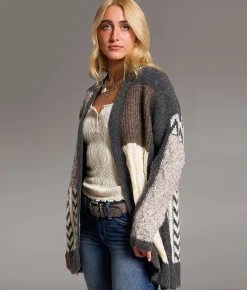 BKE Flyaway Cardigan Sweater Charcoal Brown Sale