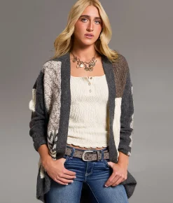 BKE Flyaway Cardigan Sweater Charcoal Brown Sale