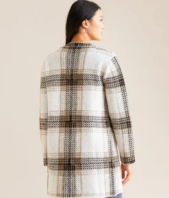 Tops | Open SZN Flyaway Cardigan Sweater Black White Taupe