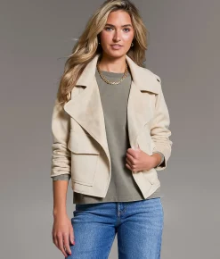 Tops|Coats & Jackets | BKE Flyaway Faux Suede Jacket Ivory