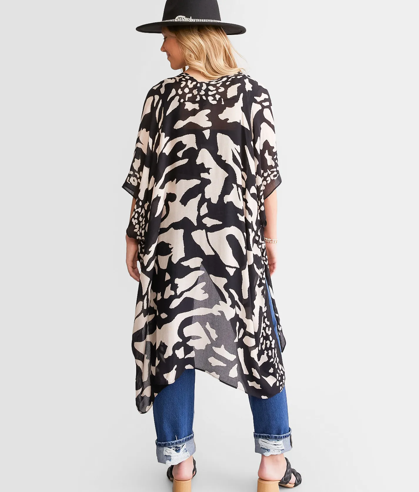Angie Flyaway Kimono - One Size Black Tan Online