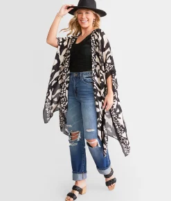 Angie Flyaway Kimono - One Size Black Tan Online