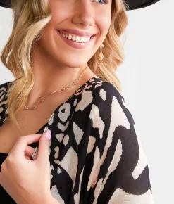 Angie Flyaway Kimono - One Size Black Tan Online