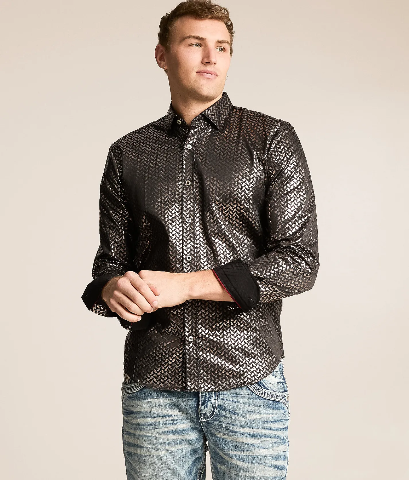 Eight X Foiled Stretch Shirt Black New