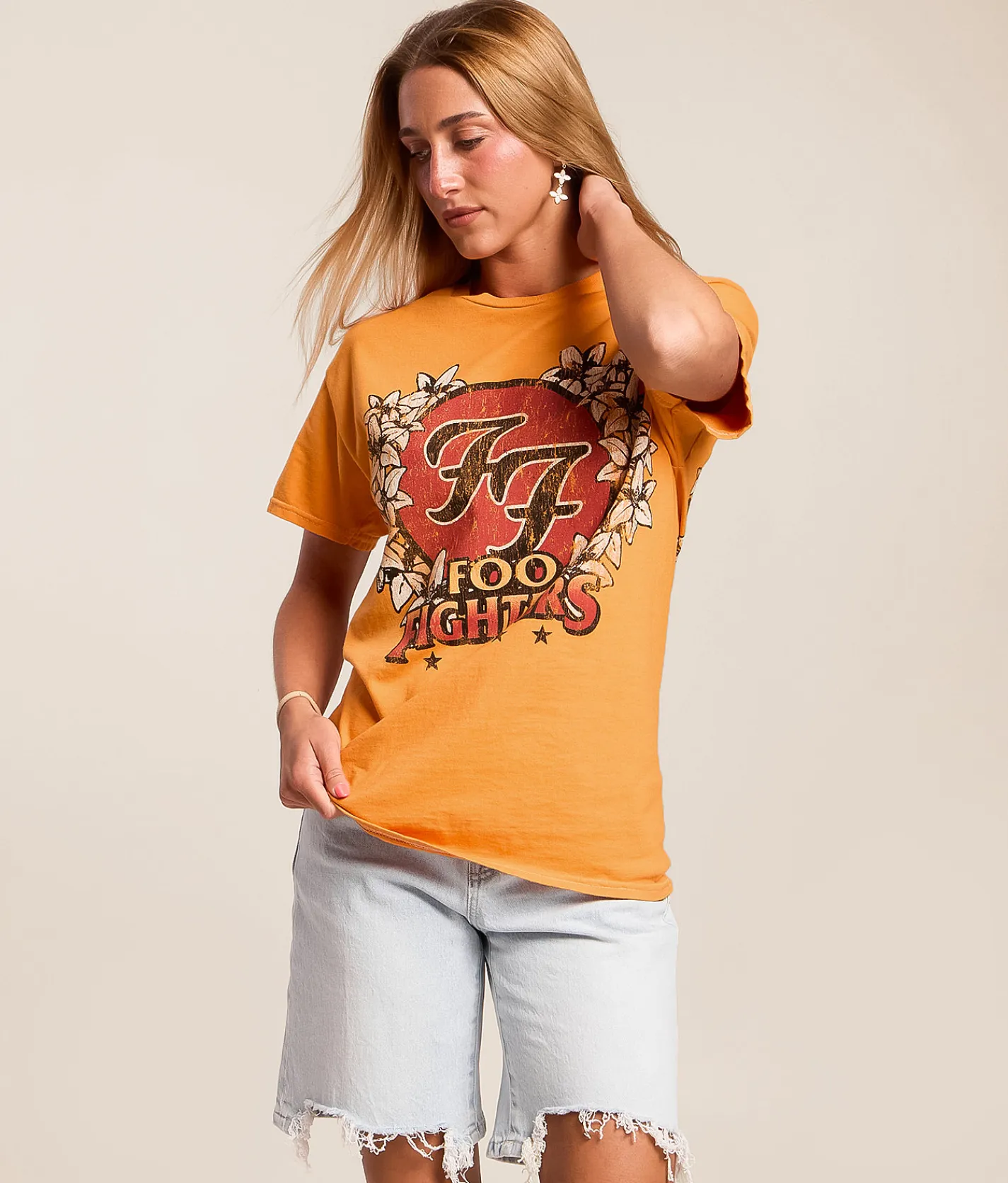 Tops | Merch Traffic Foo Fighters Band T-Shirt Mock Orange