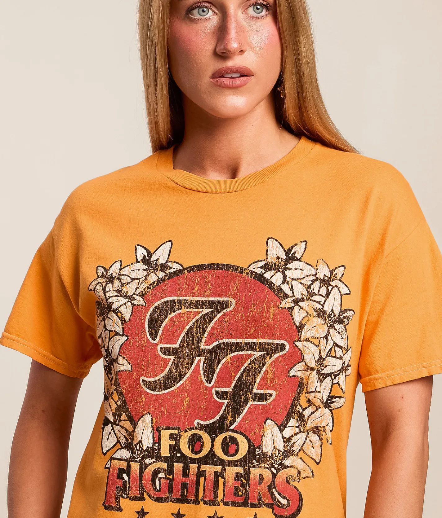 Tops | Merch Traffic Foo Fighters Band T-Shirt Mock Orange