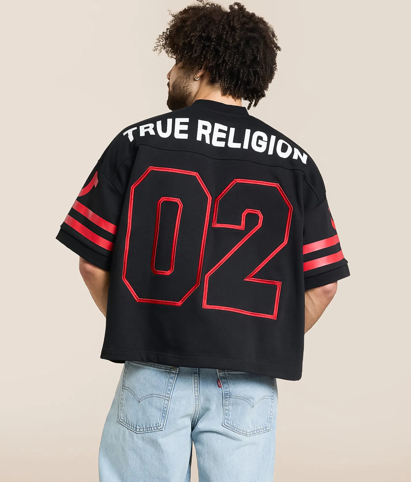 True Religion Football Jersey Jet Black Outlet