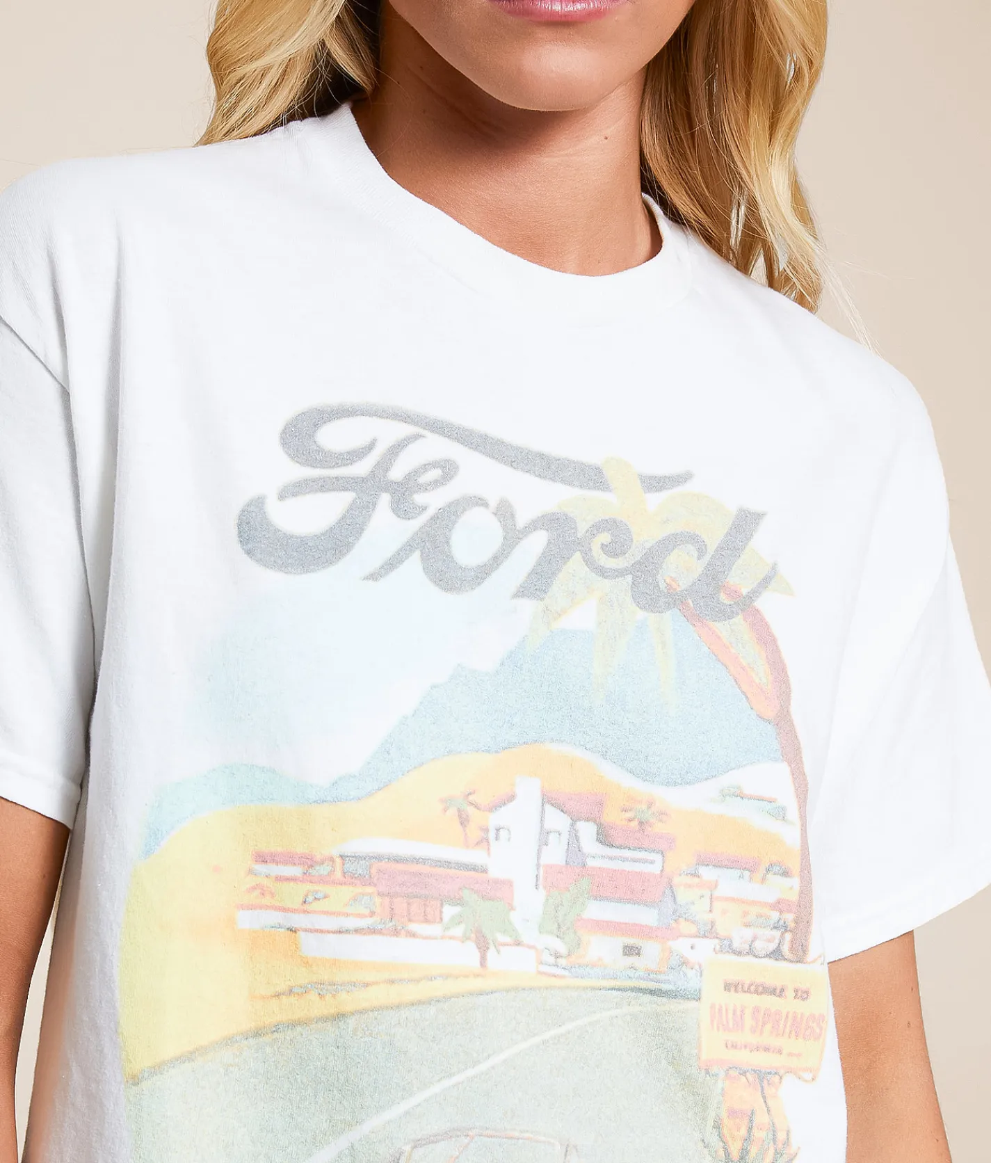 Tops | Junkfood Ford Palm Springs T-Shirt White