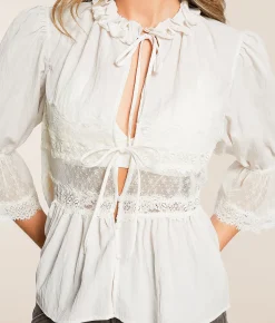 Tops | Free People Forever Young Peplum Top White Alyssum