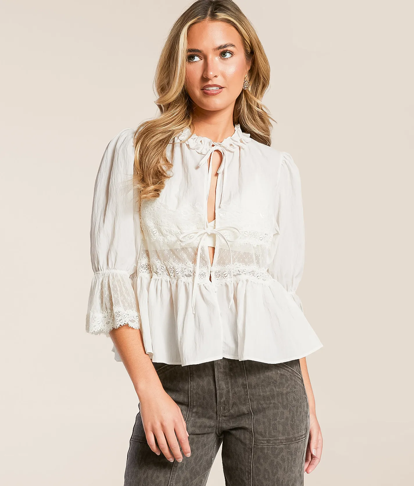 Tops | Free People Forever Young Peplum Top White Alyssum